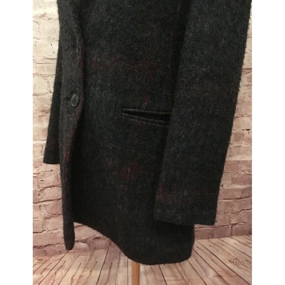 Helene London Heathered Gray Plaid Button Wool Blend Jacket Size Small - Picture 5 of 6